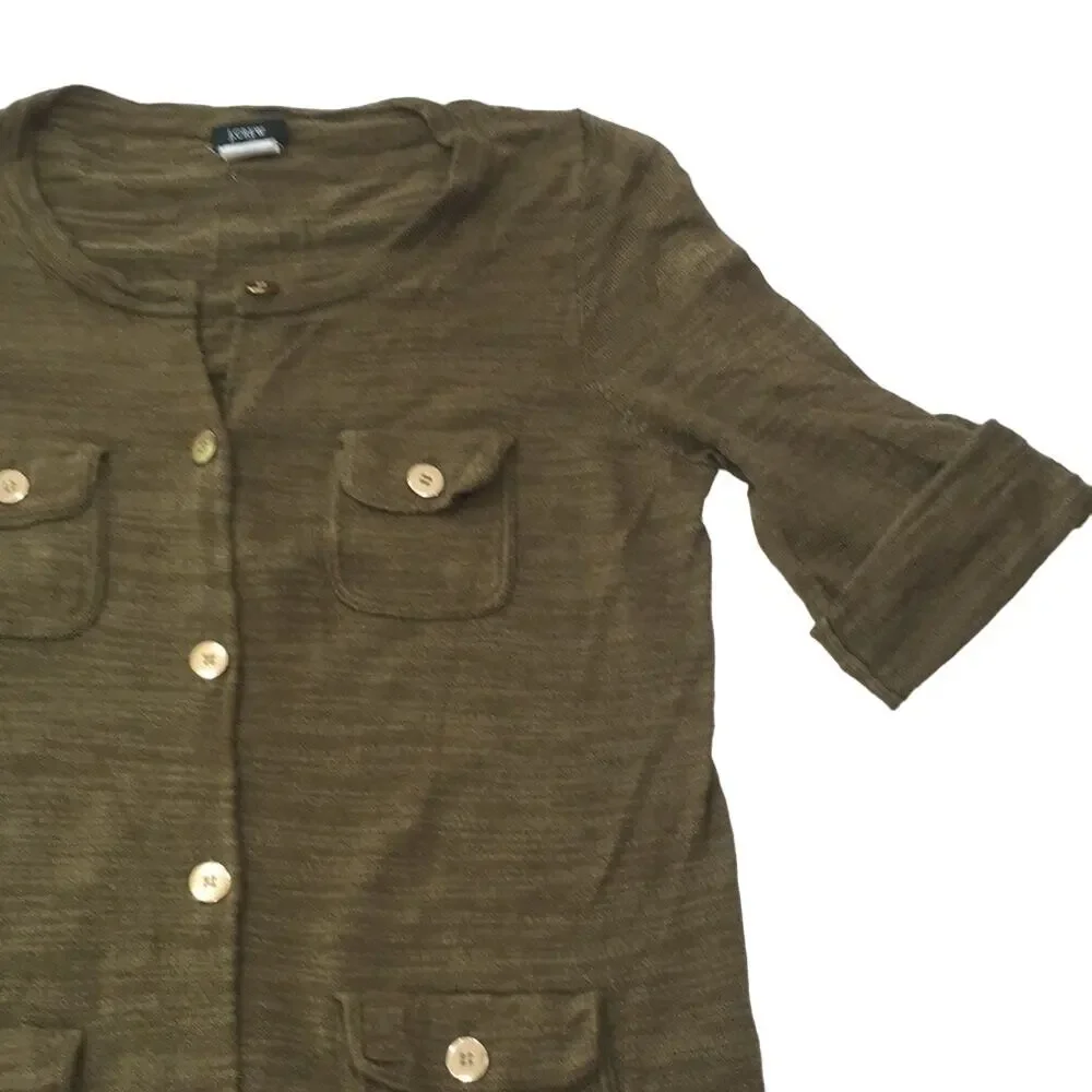 J. Crew button up short sleeve knit top sz XS